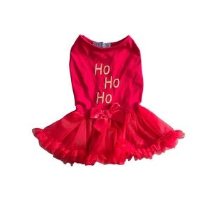 Pawpatu Holiday Christmas “Ho Ho Ho” tulle dog dress - medium